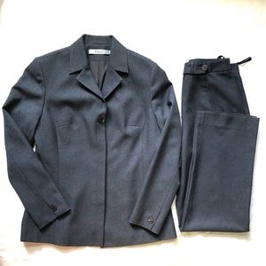 Vtg Pant Blazer Jacket 2 pc Trousers Suit Set Business Workwear Dark Gray Sz S